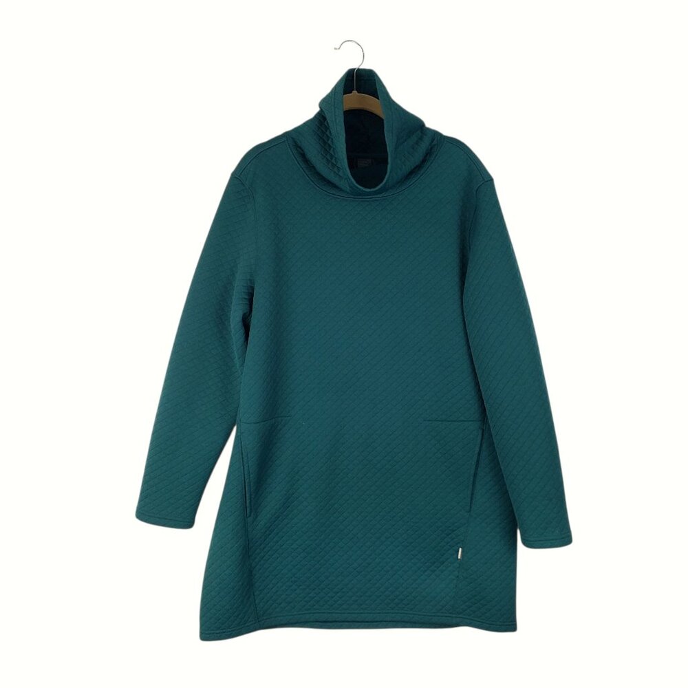 Merrell Long Sleeve Cowl Neck Tunic Dress Diamond Quilted Green Womens Large